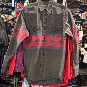 Wrangler Vintage Brush-popper Men's Casual Shirt - Black and Red